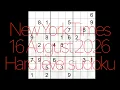 Sudoku solution - New York Times 16 August 2026 Hard level sudoku