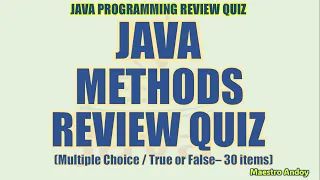 Java Methods Review Quiz Java Programming Tutorial Series