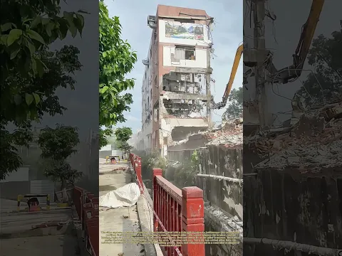 Hammer and Collapse: A Breaker Brings Down a Building’s Pillars