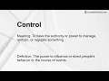 Control Meaning