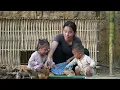 Lagu Harvest Green Vegetables and snails to sell t the market with single mom and children