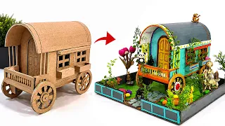Cardboard House on Wheels 🚐 | Amazing Miniature DIY Craft Idea | Easy Cardboard Project