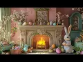 10 Hours Vintage Easter Fireplace Ambience Crackling Fire for Relaxation Background in 4K