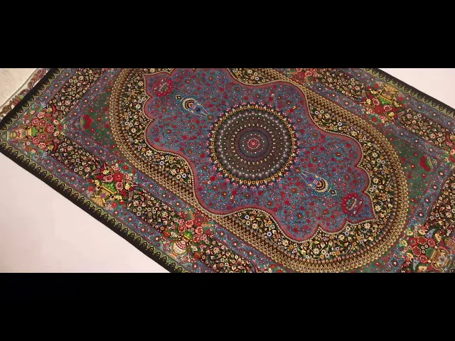 Persian carpet from Qom, 100% silk, Albar Studio, living space size