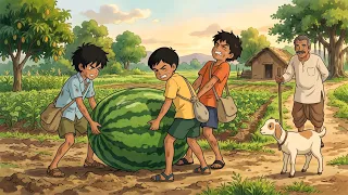 90's की तीन दोस्तों का एडवेंचर और तरबूज 🍉 | Hindi Moral Story | Hindi Kahani | Deep Animation 