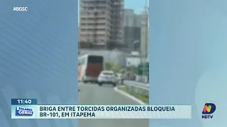 Briga entre torcidas fecha a BR-101 em Itapema e causa grande caos