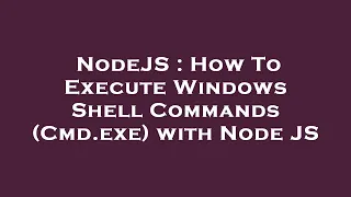 NodeJS How To Execute Windows Shell Commands Cmd exe with Node JS