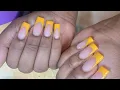 Orange French tip Polygel Nails Summer nails short nails