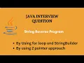 Java Interview Question 1 Reverse String Using for Loop Two Pointer Approach