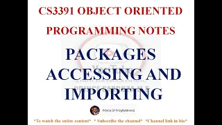 PACKAGES IN JAVA NOTES IMPORTING ACCESSING PACKAGES CS3391 OBJECT ORIENTED PROGRAMMING NOTES