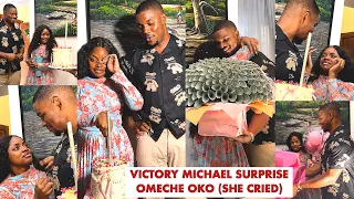 watch victory michael surprise girlfriend omeche oko she cried so beautiful 