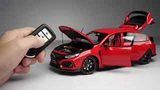 unboxing of honda civic type r 1 18 scale super realistic diecast model 