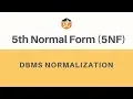 5th Normal Form 5NF Join Dependency Database Normalization