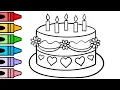 Download Lagu Cute Birthday Cake Drawing For Kids | Panting \u0026 Coloring For Kids And Toddlers | Art And Learn ||