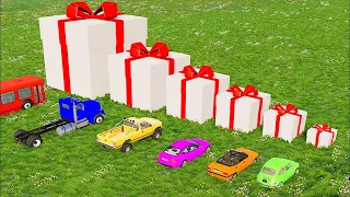 Cars Receiving Giant Birthday Presents - BeamNG drive