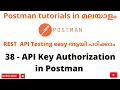 API Key Auth in Postman API Testing Tutorials REST API Testing Postman API Testing Malayalam