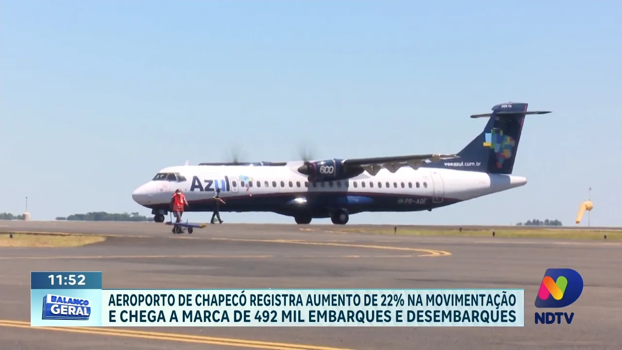 Aeroporto de Chapecó registra aumento de 22% na movimentação de passageiros
