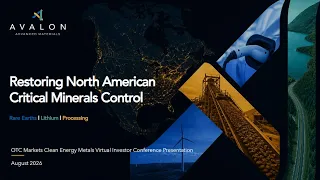 Avalon Advanced Materials Inc OTCQB AVLNF TSX AVL Virtual Investor Conferences