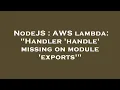 NodeJS AWS lambda Handler handle missing on module exports