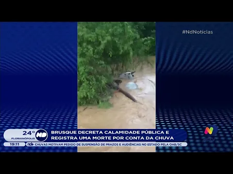 Brusque decreta calamidade pública e registra uma morte por conta da chuva