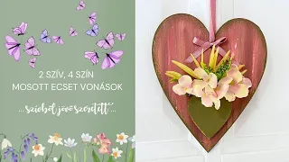 2 szív, 4 szín mosott ecset vonások