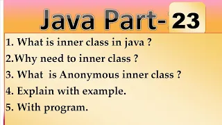 What is inner class and anonymous inner class part - 23 AwadheshTech1
