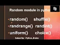 Python Series Session 26 Python Random Module Functions of Random Module Class 11 Class 12 CBSE CS
