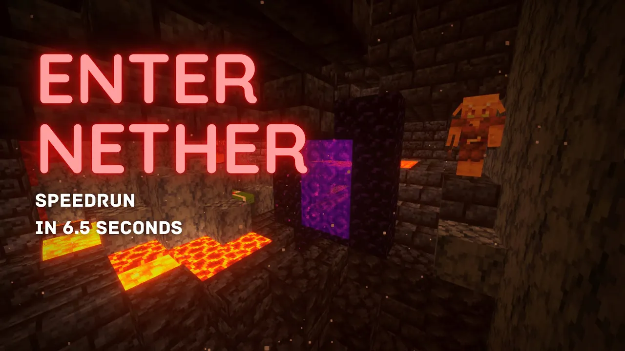 Entering The Minecraft Nether in 6.5 Seconds
