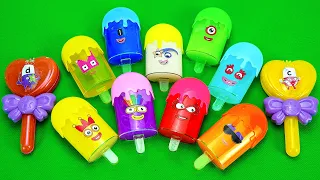 Numberblocks - Looking GLOSSY SLIME with CLAY Coloring! Satisfying Video Slime