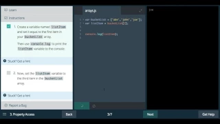 Learn Javascript 2017 Arrays Property Access Codecademy