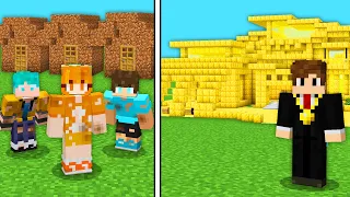 تطوير منزلي من التراب إلى الذهب في ماين كرافت 