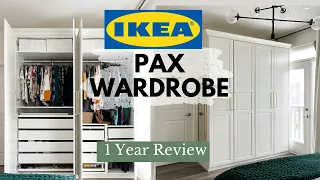IKEA PAX Wardrobe - 1 Year Review REAL LIFE Closet Tour What I would do differently