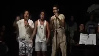 على ربيع وكريم واوس اوس وتقليدهم لثلاثى اضواء المسرح فى اغنية لو كانو سألونا دندنها
