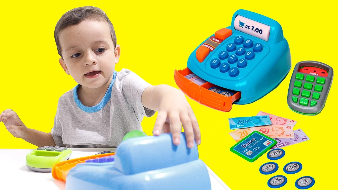 TOYSBR CAIXA REGISTRADORA DE BRINQUEDO FAZENDO COMPRINHAS COM CARTAO DE CREDITO
