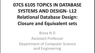 TDSD L12 Relational database design - Closure and Equivalent sets