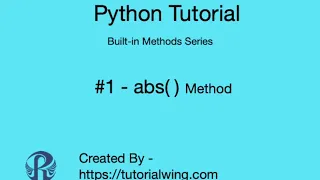 Python abs Method With Examples