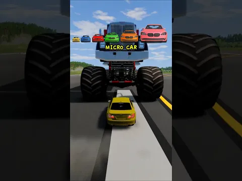 Small to Giant Cars vs Monster Truck🚚 #beamng #bigsmall #shortsviral