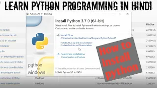 Python tutorial in hindi How to install python
