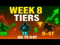 Week 8 Fantasy Football Rankings Tiers QB TE D-ST