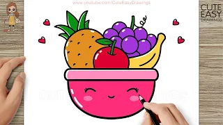 how to draw a cute fruit basket easy drawings