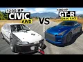1200hp AWD Honda Civic vs 1300hp Nissan GT-R No prep Drag Race