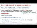JAVA LECTURE - 33 Access Elements Using For Loop For Loop To Print Array Elements EnhanceCodeLearning