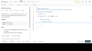 LeetCode 283 Move Zeroes JavaScript Solution