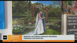 Live wedding painter captures special moments in a portrait