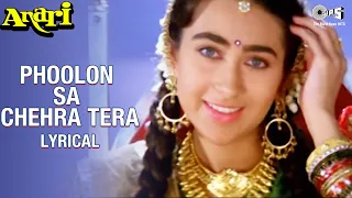 phoolon sa chehra tera audio lyrical venkatesh karisma kapoor udit narayan anari movie songs