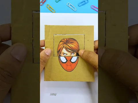 Spider Man’s Real Face correction Cardboard Spinning Game Challenge#spiderman #shorts