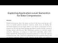 Exploring Application Level Semantics for Data Compression