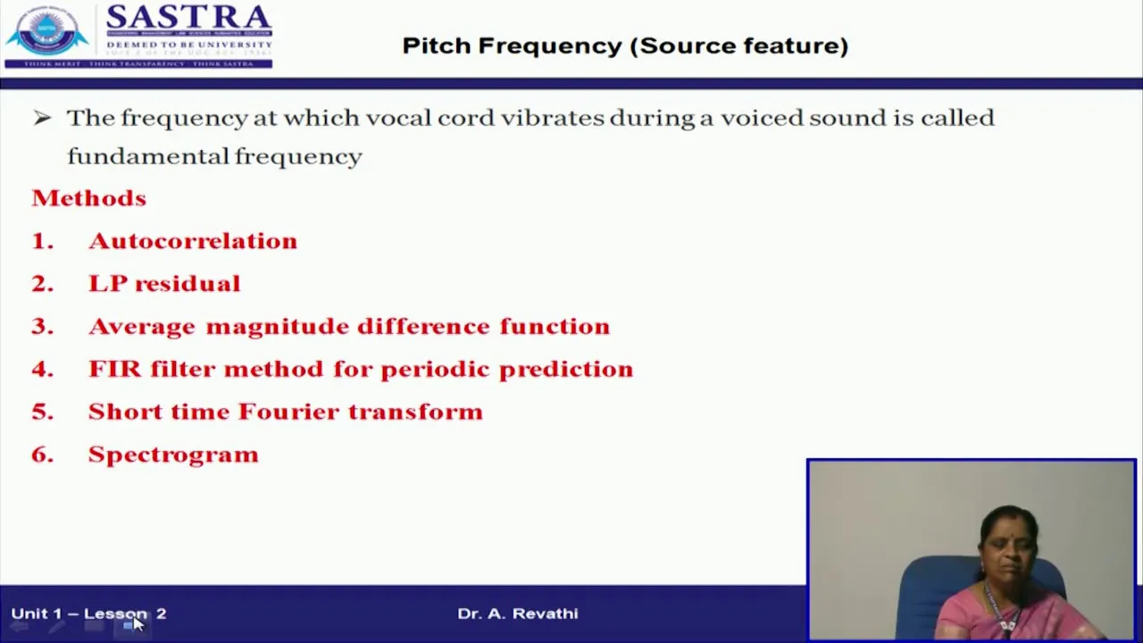 Speech processing   Sample video  Dr A Revathi SASTRA University