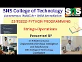 Strings Operations PYTHON PROGRAMMING SNS Institutions