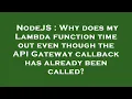 NodeJS Why does my Lambda function time out even though the API Gateway callback has already been